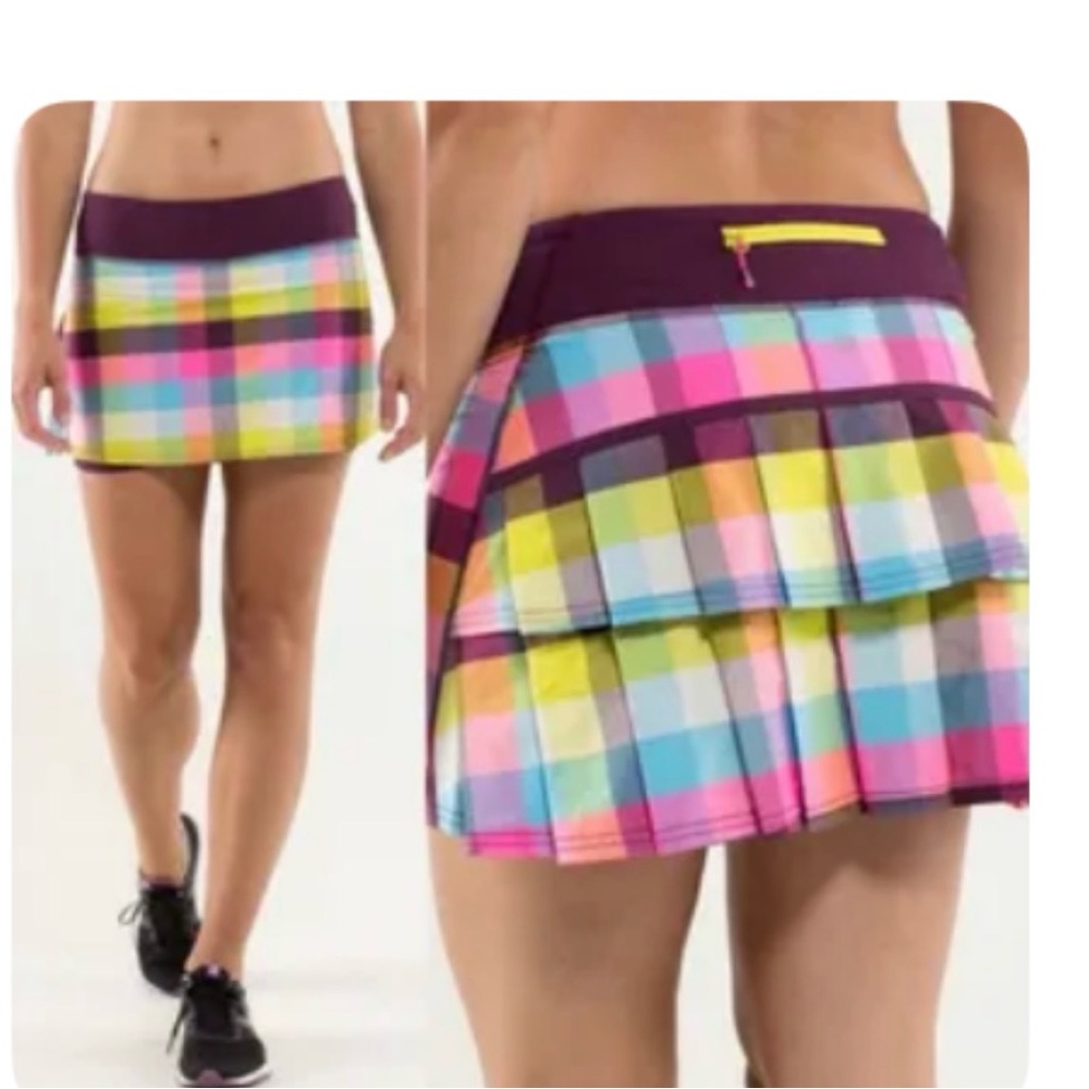 LULULEMON‎ PACESETTER SKIRT/SKORT-TALL-SEA CHECK MULTI/PLUM Sz 8 (TXA948)